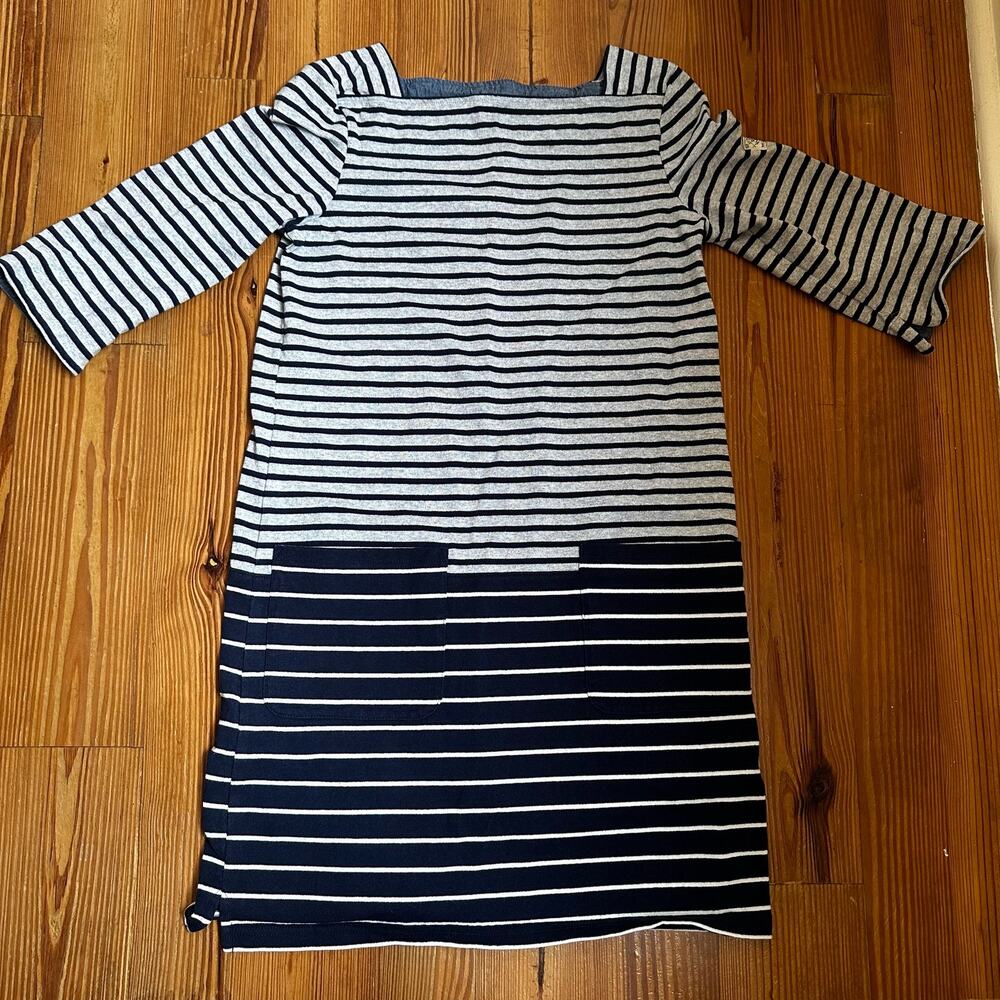 Joules nautical‎ gray blue striped quarter sleeve midi dress SIZE 6